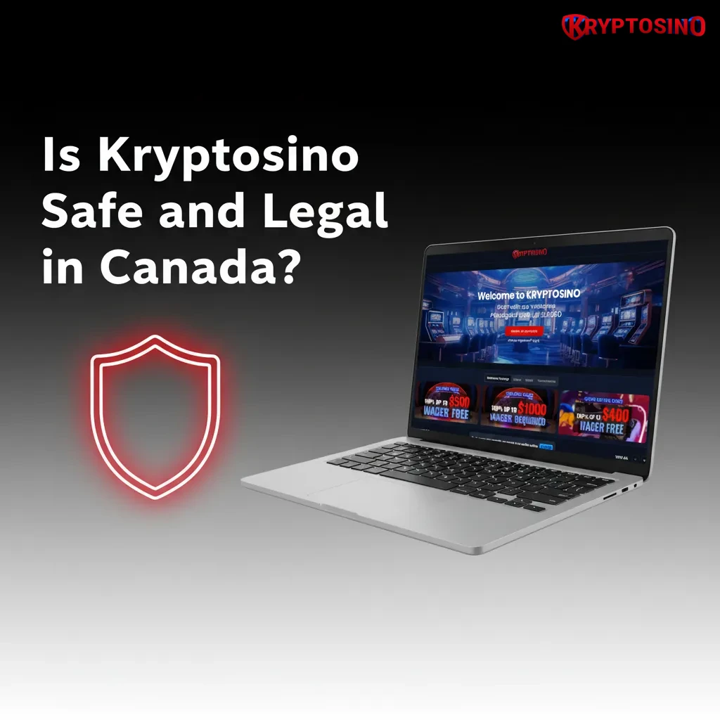 Graphic on Kryptosino’s safety and legality in Canada: Curaçao licence, SSL, 2FA, responsible gaming, privacy policy.