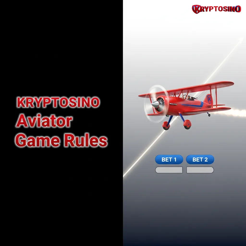 Kryptosino Aviator rules: plane climbs with live multiplier; cash out before crash; two-bet panel, auto cash out, autoplay.