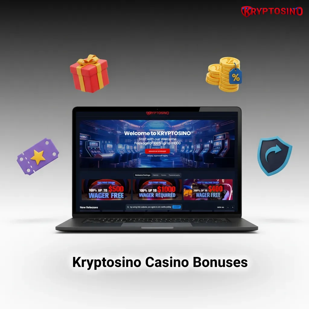 Kryptosino bonuses: 100% welcome $500, 30% slots reload, 10% cashback, Drops & Wins, 15% live casino booster.