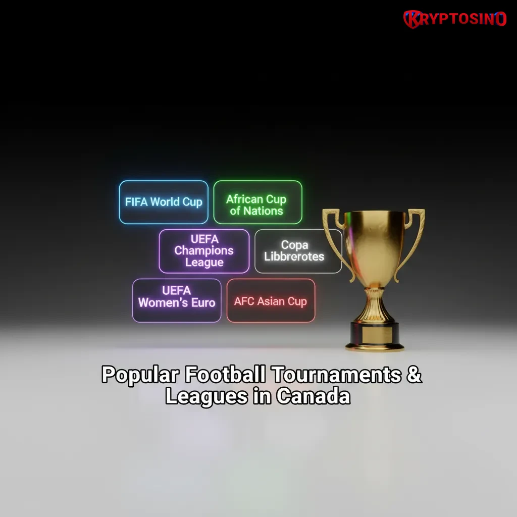 Canadian football tournaments graphic: World Cup, Champions League, Premier League, MLS, CPL, CONCACAF events.