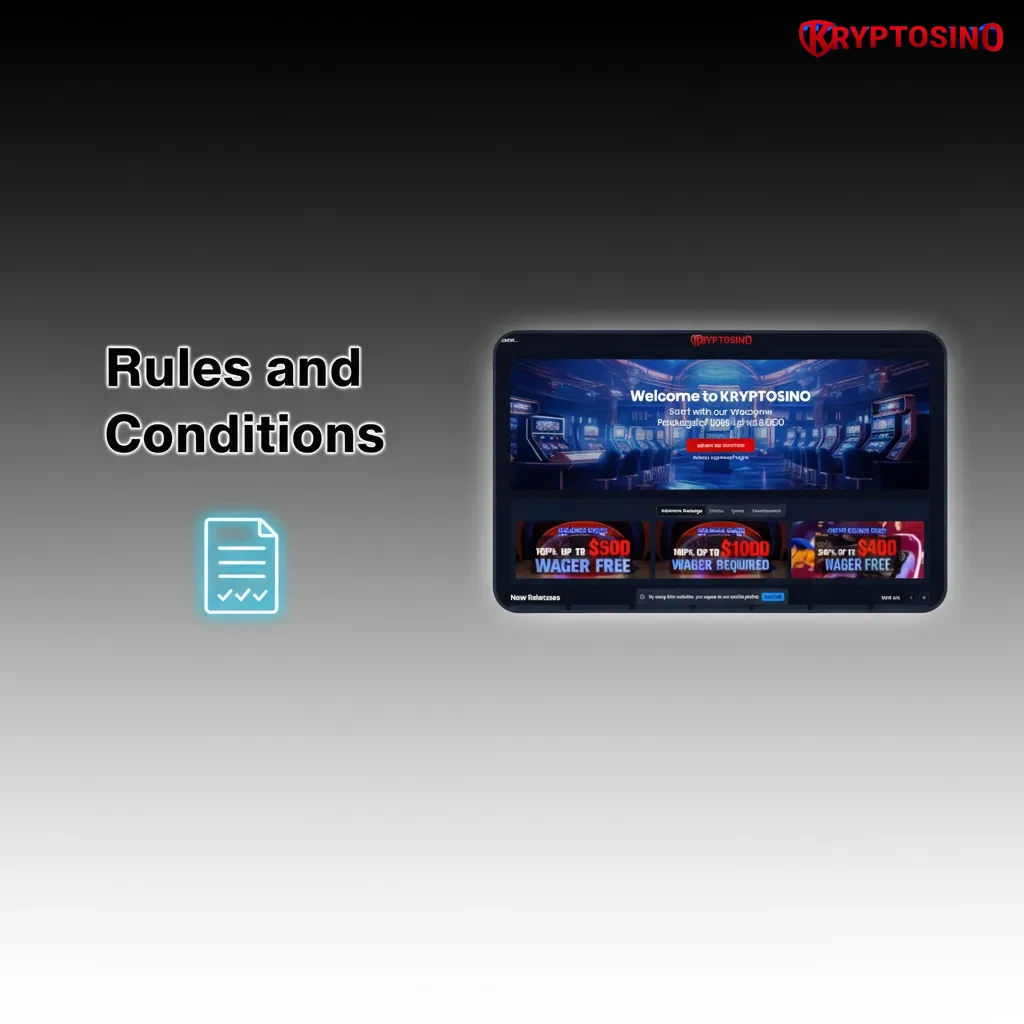 Poster listing Rules and Conditions: 19+ in Canada; one account; KYC before withdrawals; no abuse or VPNs; promo terms.