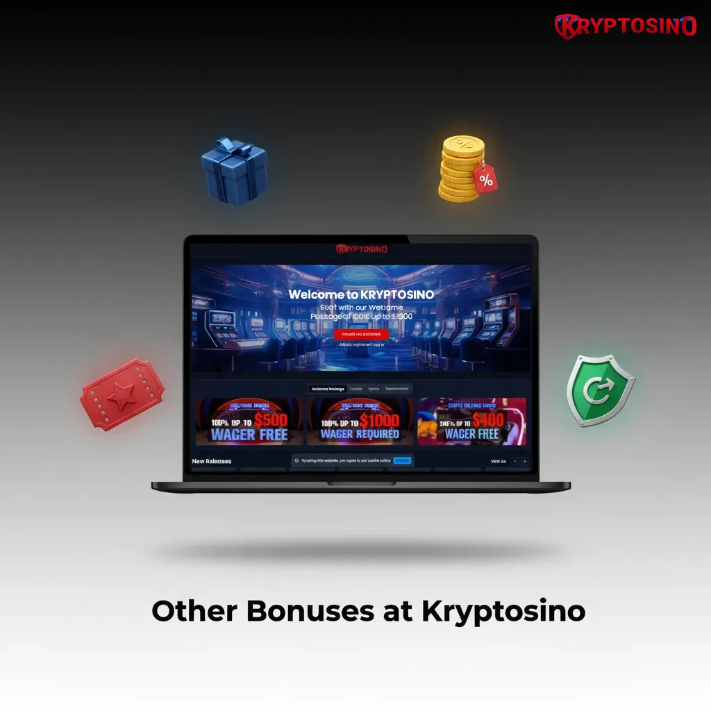 Other Bonuses at Kryptosino: reloads, free spins, cashback, tournaments, VIP. See Promotions for details.